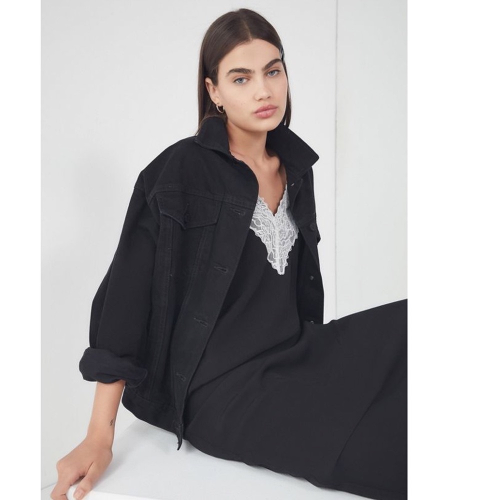 Oversized black denim jacket
